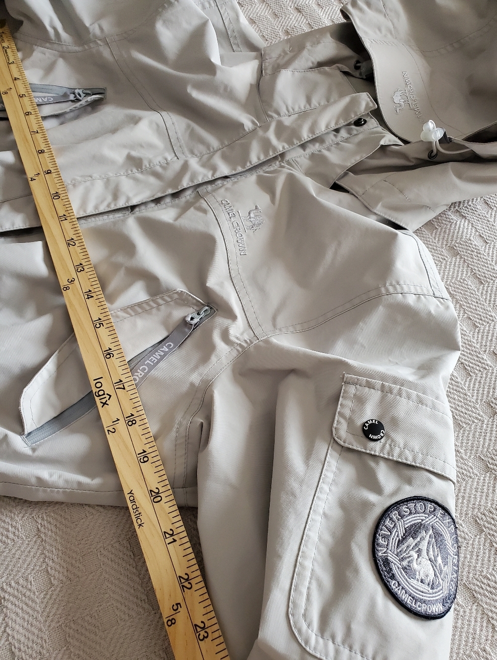 CAMEL CROWN Waterproof Shell Jacket Windbreaker Light Gray - Picture 14 of 16